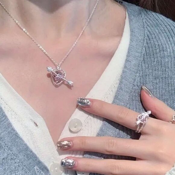 Brand New Silver Cupid Love Pendant Necklace with Pink Heart & Arrow (see more) - Picture 4 of 5